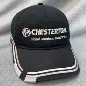 Chesterton Logo Mens Black Legend Hat Global Solutions Local Service OSFA
